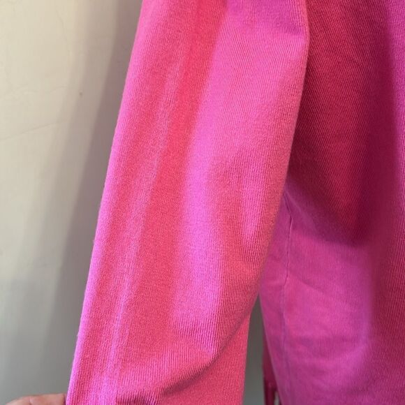 Chelsea & Theodore hot pink open draped cardigan with fringe Size M EUC - Picture 3 of 8